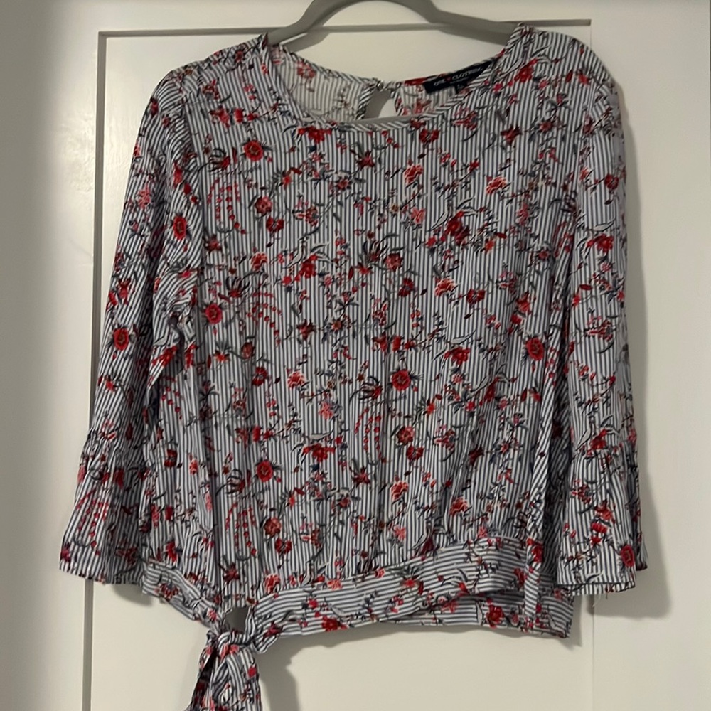One clothing striped tie blouse